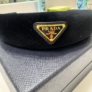 Prada Black Luxury Headband for women Prada Black Crystal Embellished Satin Wide Headband Prada | TLC main image 4